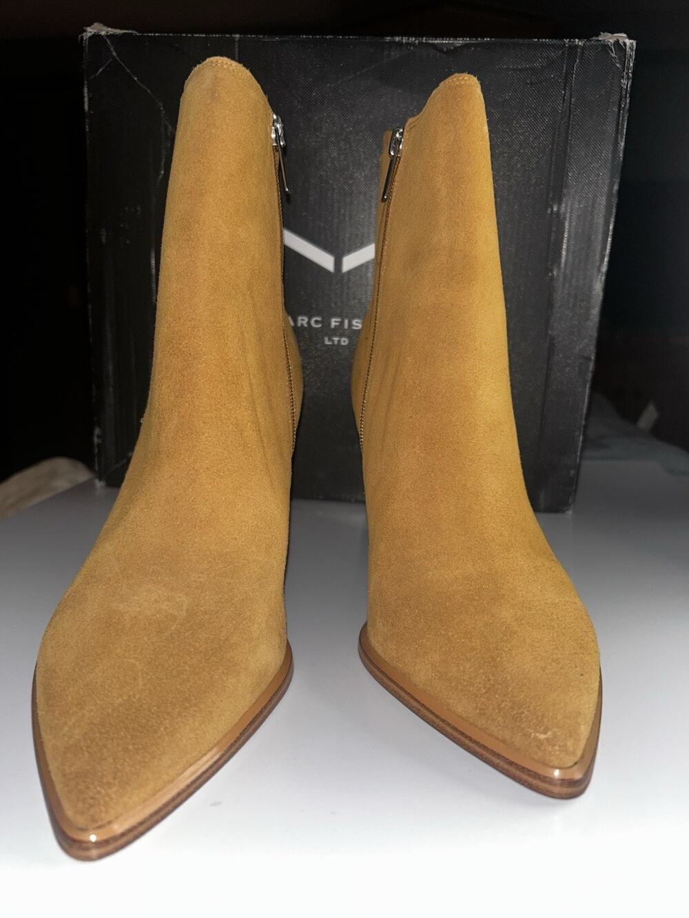 NWT Women's MARC FISHER MARIEL Natural Booties Leather/Suede 8.5